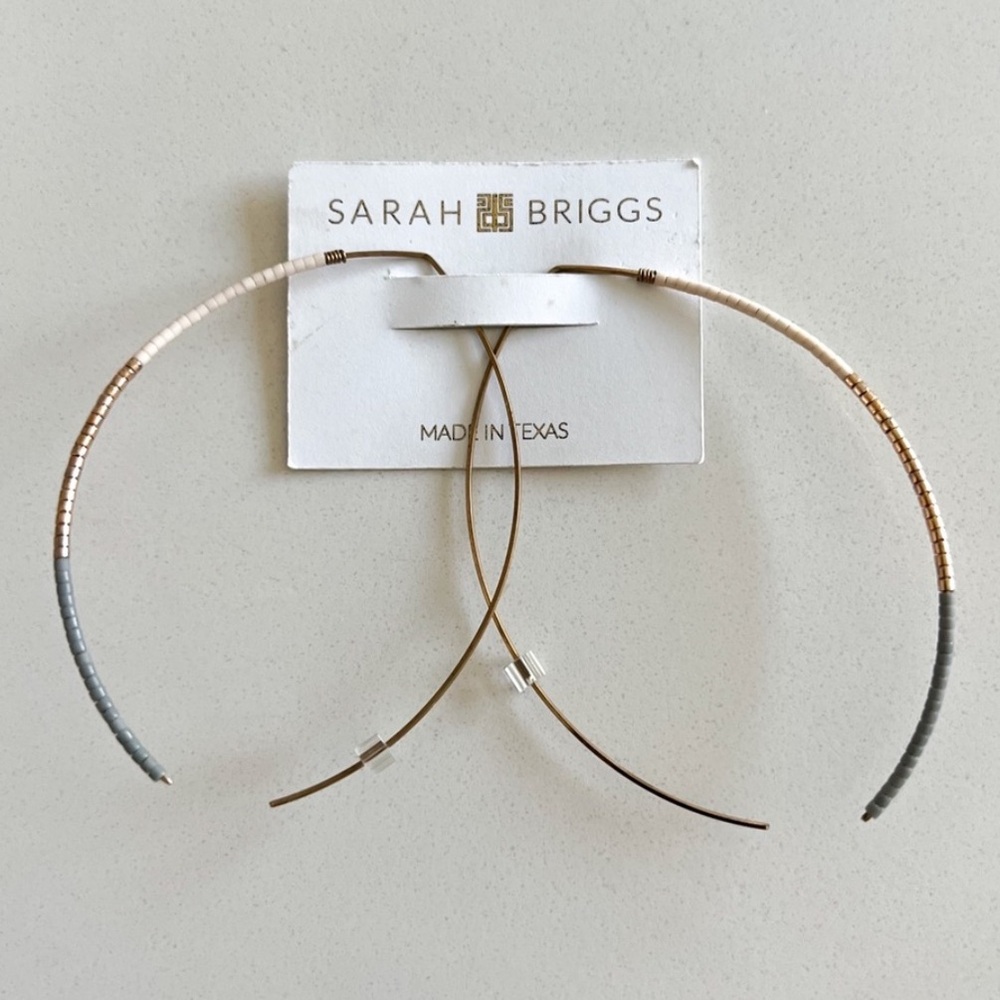 NWT Sarah Briggs Large Beaded Johnnie Wishbone Earrings